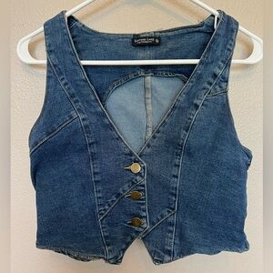 Emerson Lang Blue Denim Vest Gold Buttons
